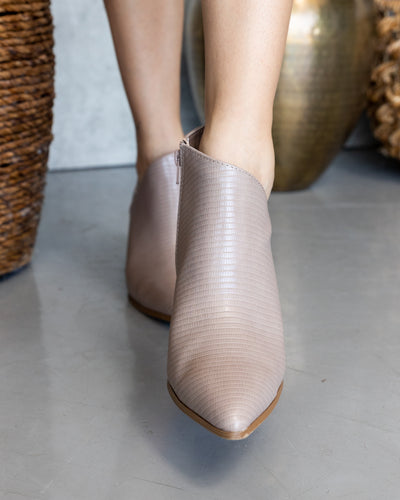 Wesley Lizard Print Booties - Taupe