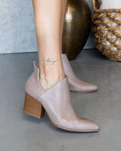 Wesley Lizard Print Booties - Taupe