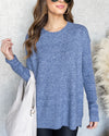 Jasmine Striped Sweater - Heather Blue
