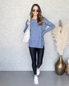 Jasmine Striped Sweater - Heather Blue