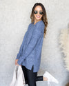Jasmine Striped Sweater - Heather Blue