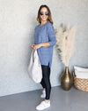 Jasmine Striped Sweater - Heather Blue
