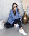 Jasmine Striped Sweater - Heather Blue