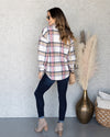 Hayden Plaid Button Down Pocketed Shacket - Pink Multi