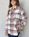 Hayden Plaid Button Down Pocketed Shacket - Pink Multi