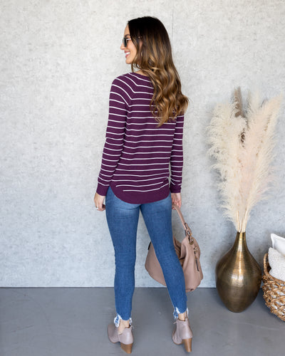 A Simple Wish Stripe Top - Plum