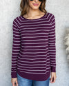 A Simple Wish Stripe Top - Plum