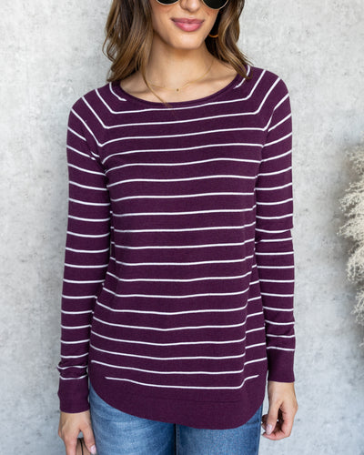 A Simple Wish Stripe Top - Plum