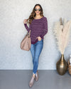 A Simple Wish Stripe Top - Plum