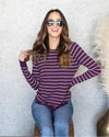 A Simple Wish Stripe Top - Plum