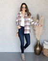 Hayden Plaid Button Down Pocketed Shacket - Pink Multi