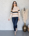 Claire Striped Ribbed Sweater - Tan