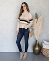 Claire Striped Ribbed Sweater - Tan