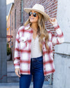 Blake Plaid Button Down Pocketed Fleece Lined Shacket - Red Multi