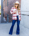 Blake Plaid Button Down Pocketed Fleece Lined Shacket - Red Multi