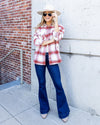 Blake Plaid Button Down Pocketed Fleece Lined Shacket - Red Multi