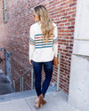Naomi Popcorn Knit Striped Sweater - Cream