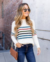 Naomi Popcorn Knit Striped Sweater - Cream