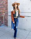 Candace Color Block Corduroy Jacket - Rust Multi