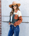 Candace Color Block Corduroy Jacket - Rust Multi