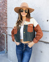 Candace Color Block Corduroy Jacket - Rust Multi