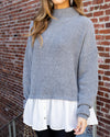 Vera Mock Neck Sweater Blouse - Grey