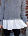Vera Mock Neck Sweater Blouse - Grey