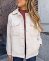 Ryann Button Down Pocketed Faux Fur Shacket Coat - Cream