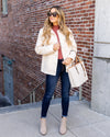 Ryann Button Down Pocketed Faux Fur Shacket Coat - Cream