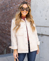 Ryann Button Down Pocketed Faux Fur Shacket Coat - Cream