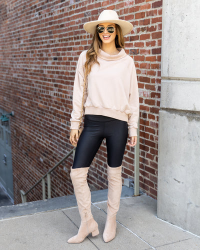 Iris Cowl Neck Top - Toasted Marshmallow