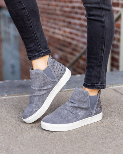 Macey Slip On Studded Sneakers - Grey