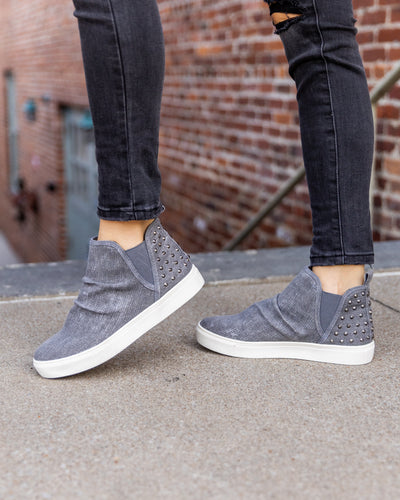 Macey Slip On Studded Sneakers - Grey