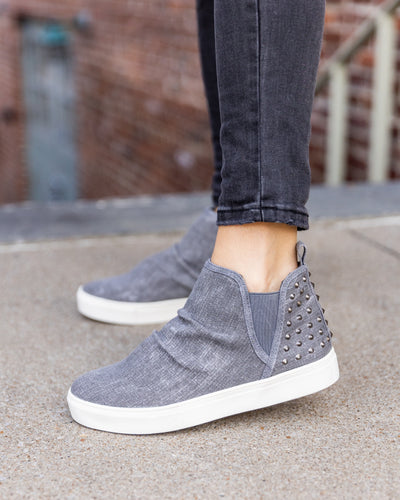Macey Slip On Studded Sneakers - Grey