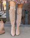 Quinn Over The Knee Boots - Beige
