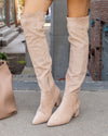 Quinn Over The Knee Boots - Beige