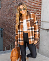 Emery Plaid Button Down Corduroy Shacket - Butterscotch