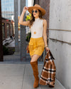 Kit Button Down Fringe Skirt - Mustard