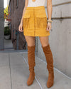 Kit Button Down Fringe Skirt - Mustard