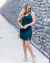 Savannah Scoop Neck Fitted Dress - Forest Green