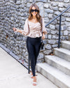 Anastasia Criss Cross Smocked Peplum Blouse - Champagne