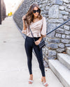 Anastasia Criss Cross Smocked Peplum Blouse - Champagne