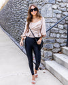 Anastasia Criss Cross Smocked Peplum Blouse - Champagne