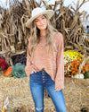 Tristan Speckled Frayed Hem Sweater - Rust