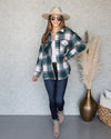 Karter Plaid Button Down Shacket - Emerald Green