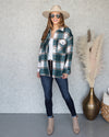 Karter Plaid Button Down Shacket - Emerald Green