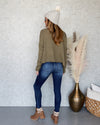 Brayden Raw Hem Cropped Sweater - Olive