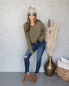 Brayden Raw Hem Cropped Sweater - Olive