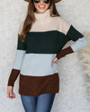 Eloise Color Block Cowl Neck Sweater - Beige Multi