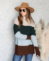 Eloise Color Block Cowl Neck Sweater - Beige Multi